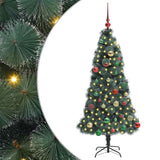 Vidaxl kunstmatige voorverlichte kerstboom met ballen set groen 150 cm