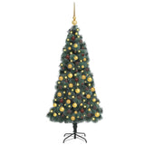 Vidaxl artificial pre-lit kerstboom met ballenset groen 180 cm pet