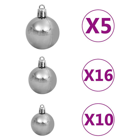 Vidaxl kunstkerstboom met verlichting en ballen set groen 180 cm pet