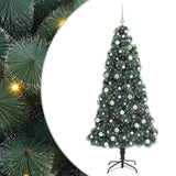 Vidaxl kunstkerstboom met verlichting en ballenset groen 180 cm pet