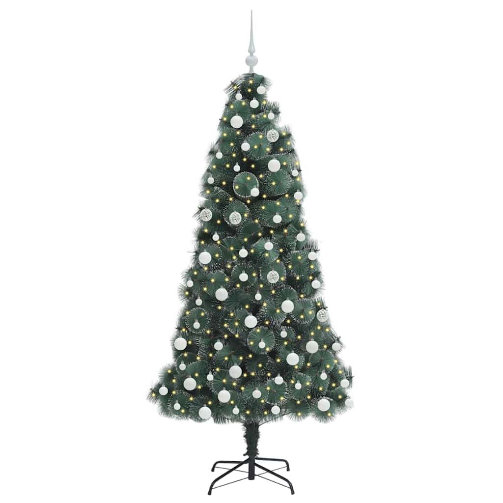 Vidaxl kunstkerstboom met verlichting en ballenset groen 180 cm pet
