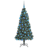 Vidaxl kunstmatige voorverlichte kerstboom met ballen set groen 180 cm