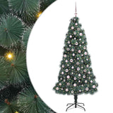 Vidaxl kunstmatige voorverlichte kerstboom met ballenset groen 210 cm
