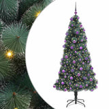 Vidaxl kunstkerstboom met verlichting en ballenset groen 210 cm pet