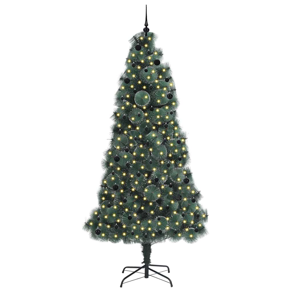 Vidaxl kunstmatige voorverlichte kerstboom met bolset groen 240 cm pet