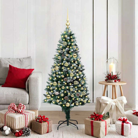 Vidaxl kunstkerstboom groen 150 cm pvc en staal en kunststof