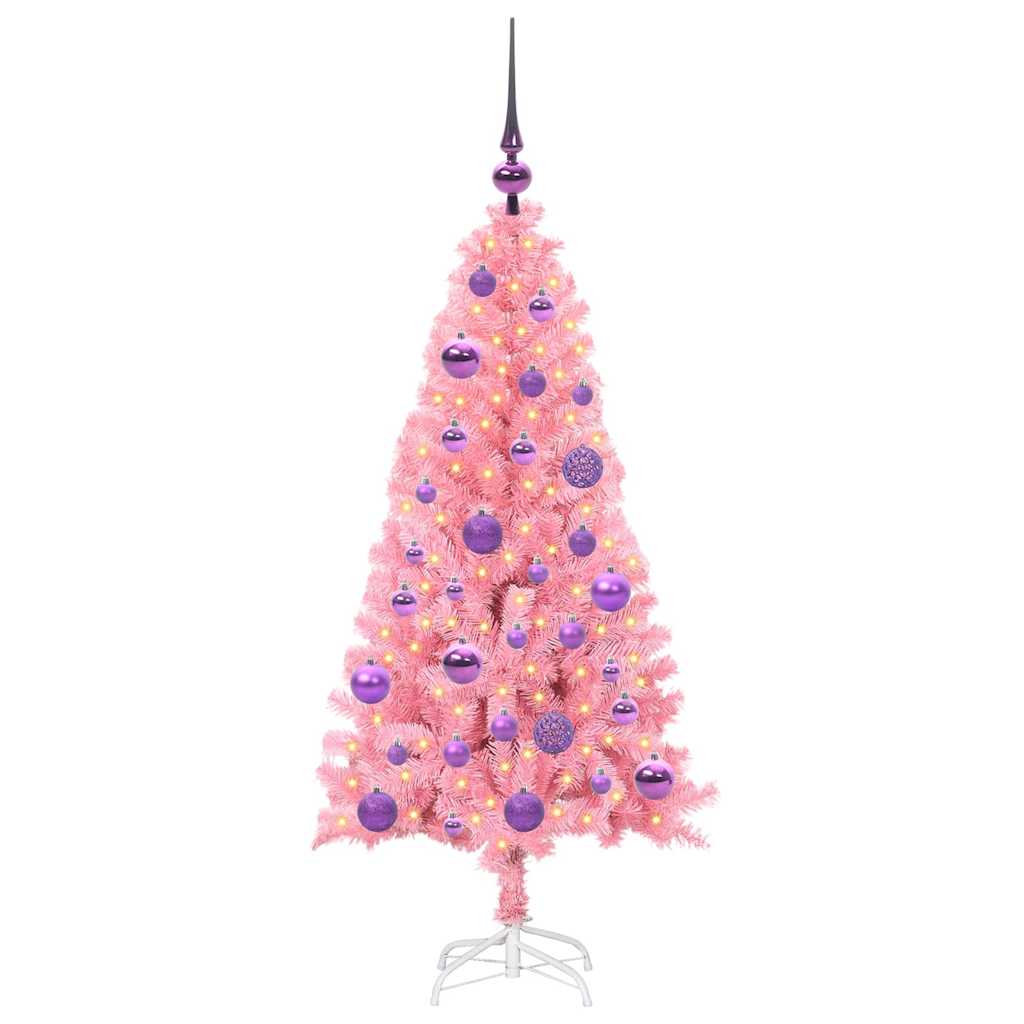 Vidaxl kerstboom met 150 led met standaard roze 120 cm pvc