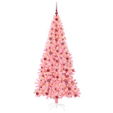 Vidaxl kerstboom met 300 led met standaard roze 210 cm pvc