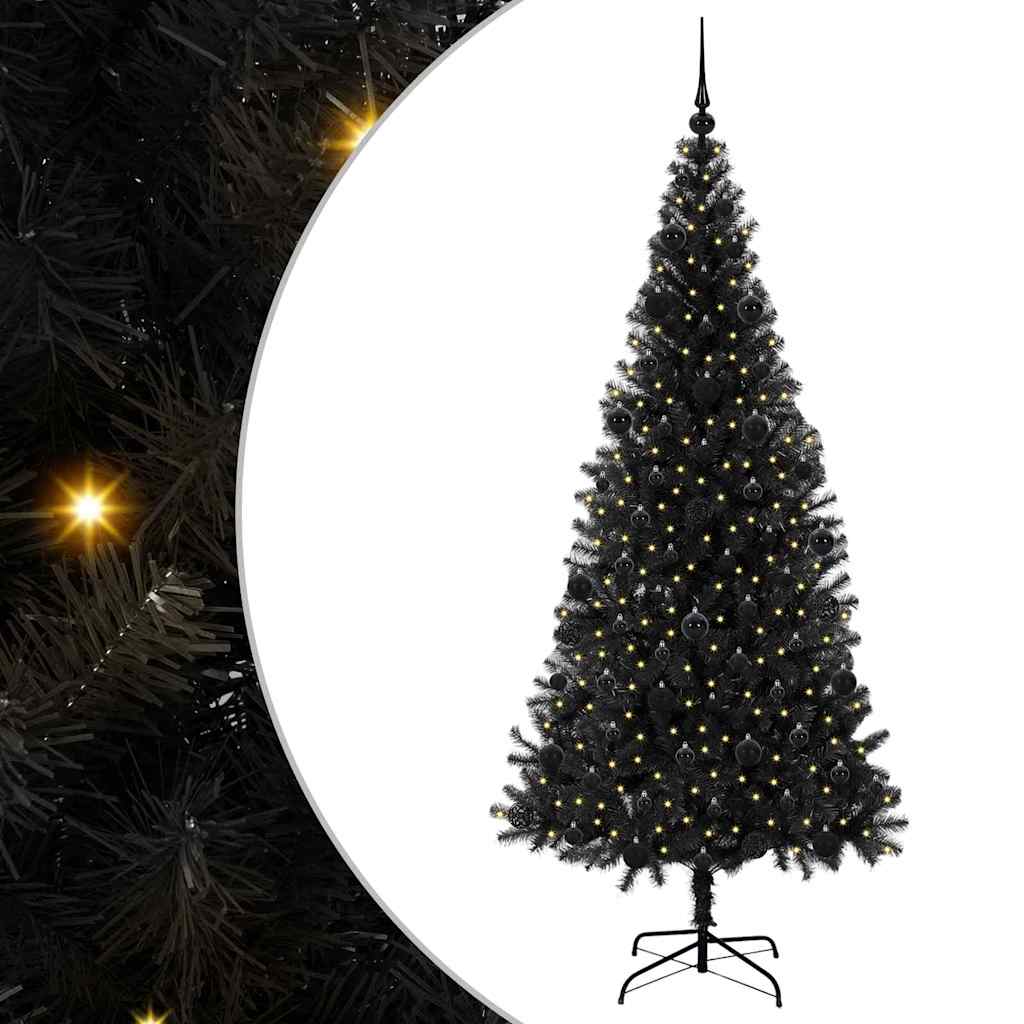 Vidaxl kerstboom met 300 led met standaard zwart 210 cm pvc