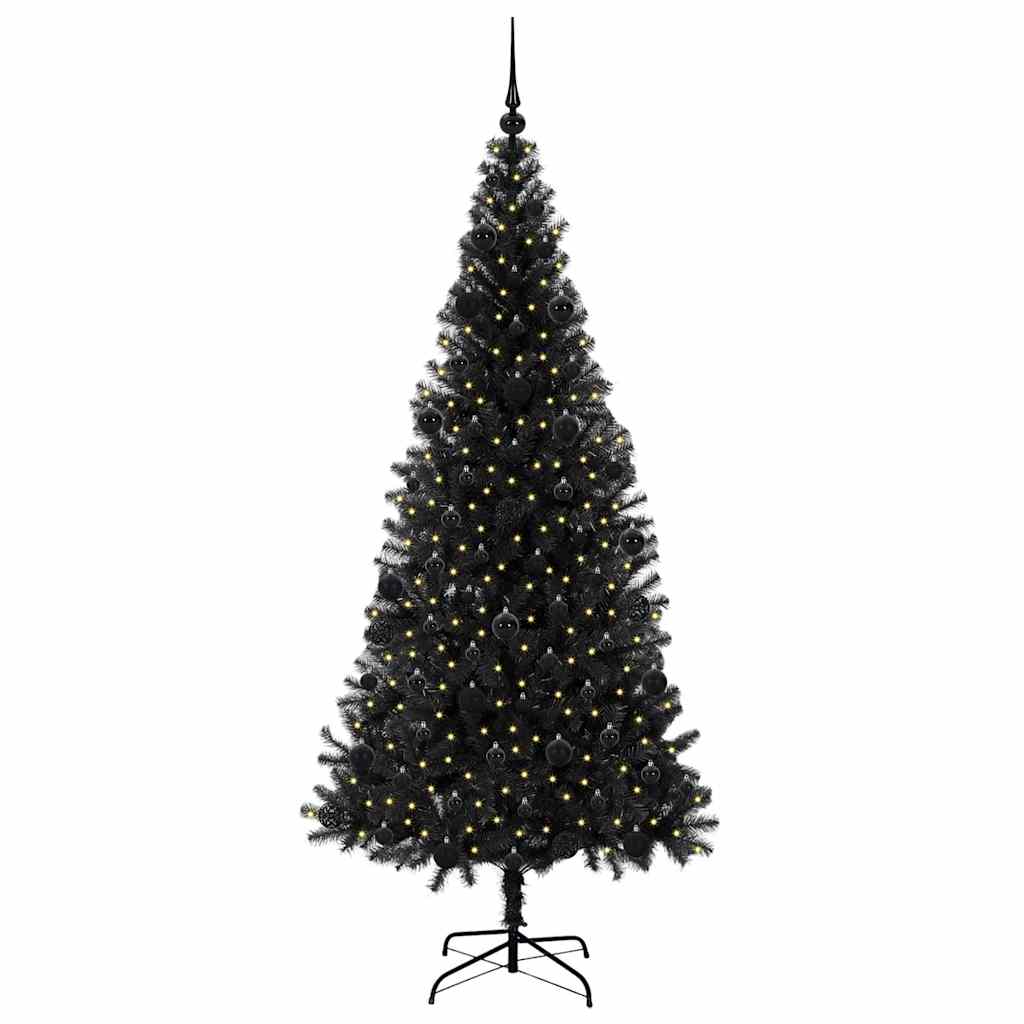 Vidaxl kerstboom met 300 led met standaard zwart 210 cm pvc
