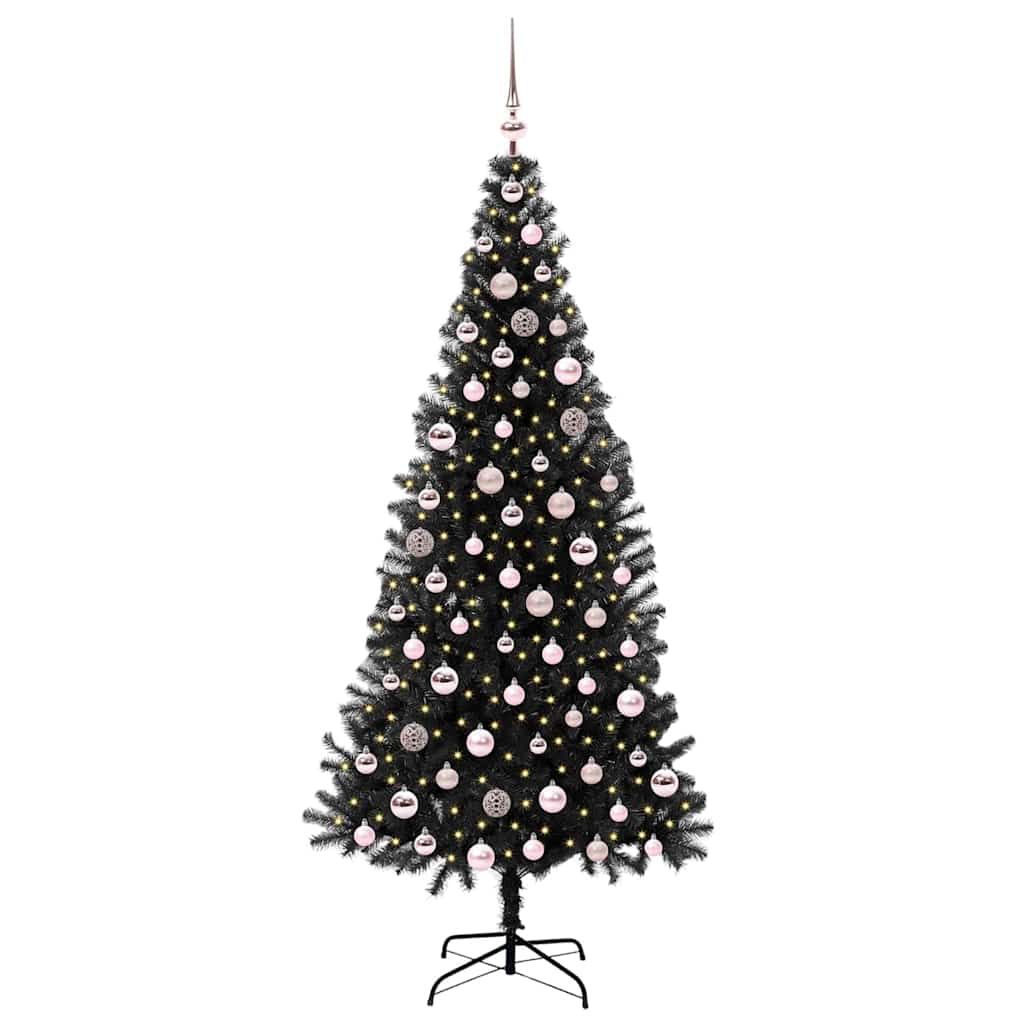 Vidaxl kerstboom met 300 led met standaard zwart 210 cm pvc
