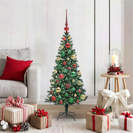 Vidaxl kunstmatig voorverlicht kerstboom groen 120 cm pvc en metaal