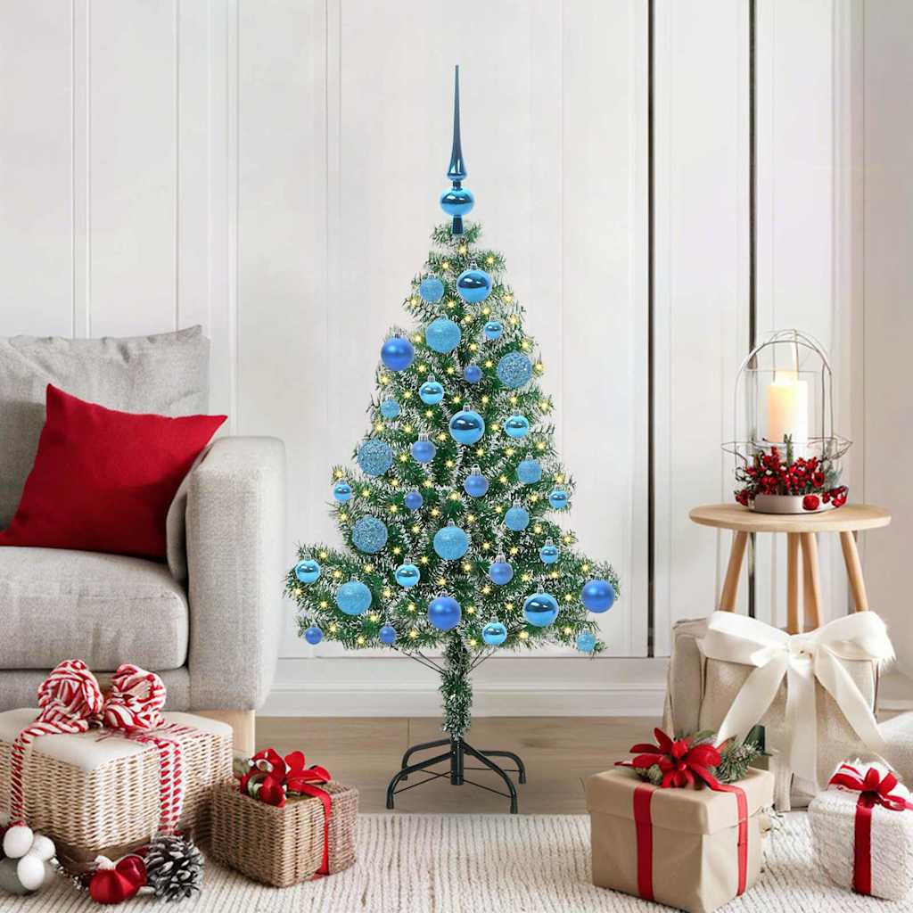 Vidaxl kunstmatige kerstboom sneeuw gevlochten met led licht 120 cm