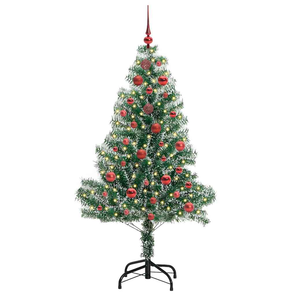 Vidaxl kunstmatige kerstboom sneeuw gevlochten met led licht 150 cm