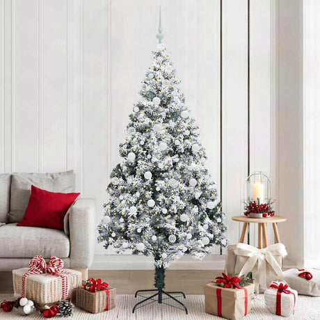 Vidaxl kunstkerstboom wit 210 cm pvc en staal en kunststof