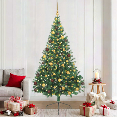 Vidaxl kunstmatig voorverlicht kerstboom groen 210 cm pvc