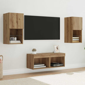 Vidaxl tv wandkasten 4 st artisan eiken bewerkt hout