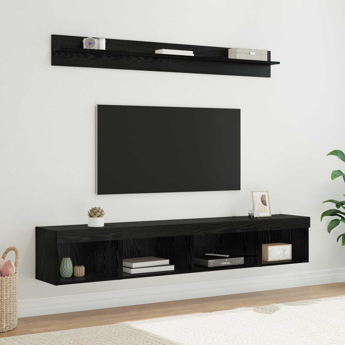 Vidaxl tv wandkast set 5 st zwart eiken bewerkt hout
