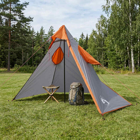Vidaxl 2-in-1 regen poncho met kap grijs en oranje 262 x 126 x 130 cm