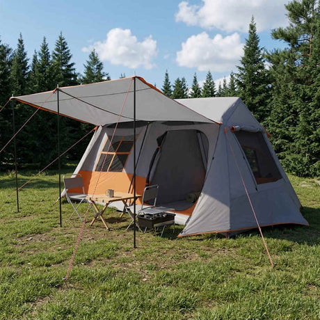 Vidaxl tunneltent grijs en oranje 400 x 278 x 182 cm
