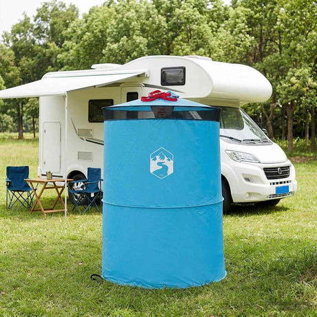 Vidaxl pop-up toilet tent met hangende touw blauw 97 x 126 cm