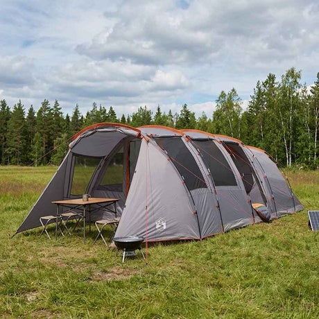 Vidaxl tunneltent grijs en oranje 675 x 392 x 210 cm