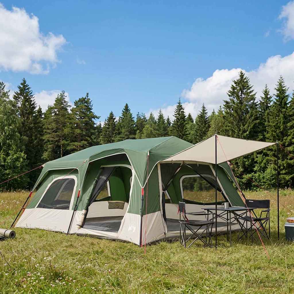 Vidaxl directe tent 10-persoons groen 185t polyester met pu coating