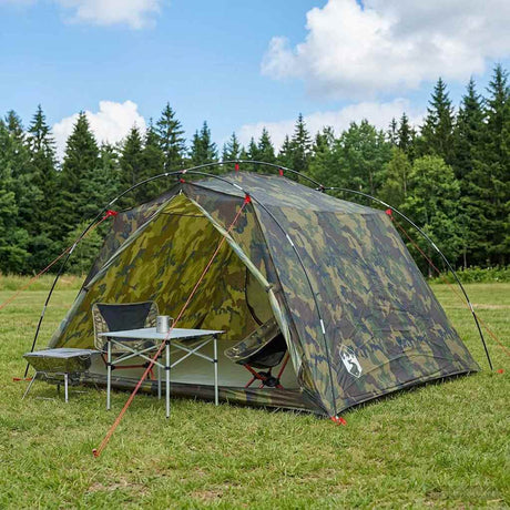 Vidaxl tunneltent 4-persoons camouflage 185t polyester met pu coating