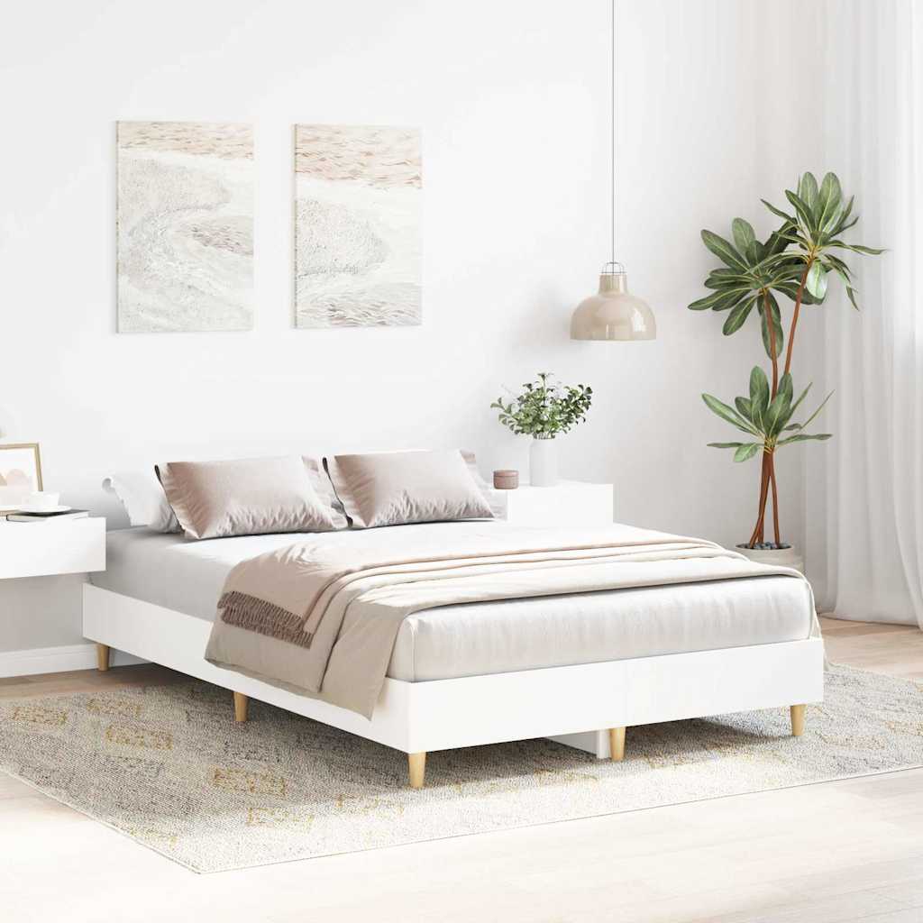 Vidaxl bedframe wit 137 x 190 cm bewerkt hout