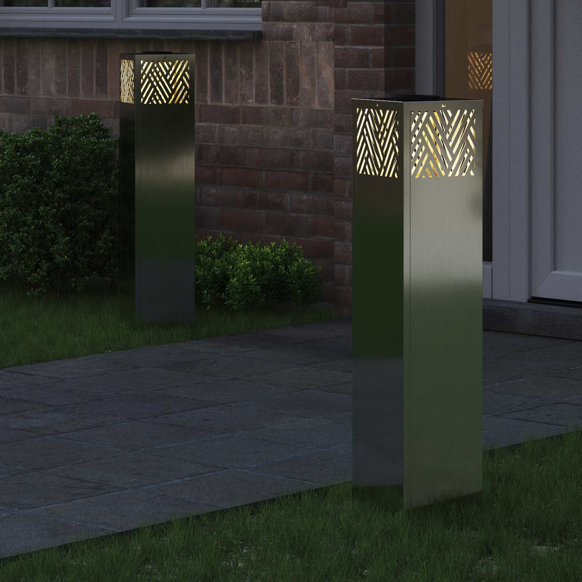 Vidaxl solar led pad licht 2 st warmwit 18 x 18 x 80 cm gegalvaniseerd