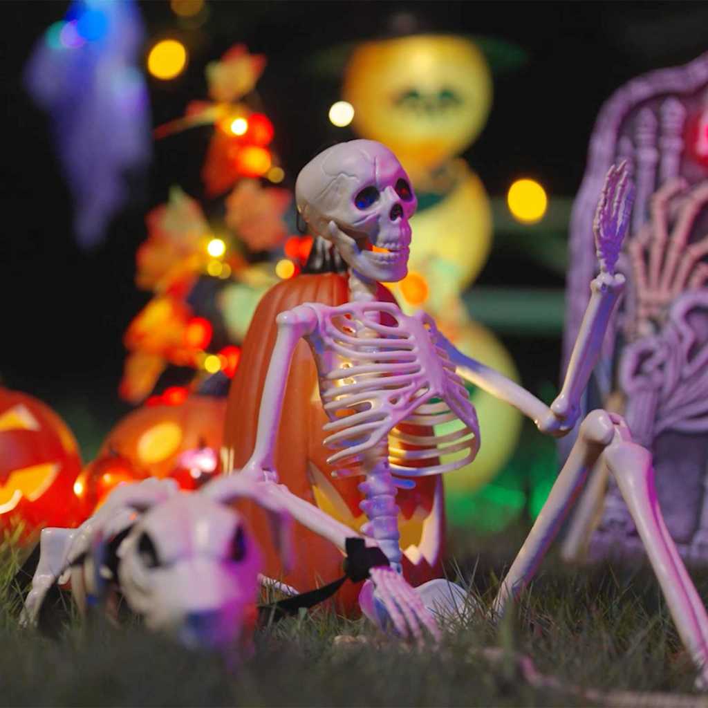 Vidaxl halloween decoratie skelet 2 st wit 155 x 38.5 cm polypropyleen