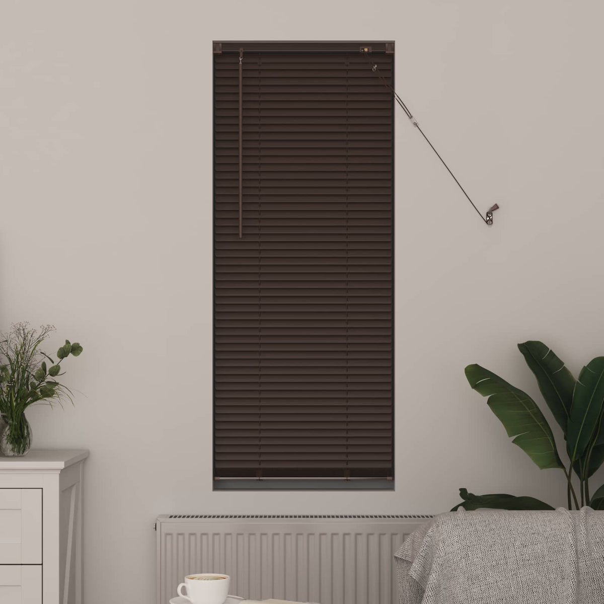 Vidaxl venetiaanse jaloezie donkerbruin met patroon 150 x 60 cm 25 mm