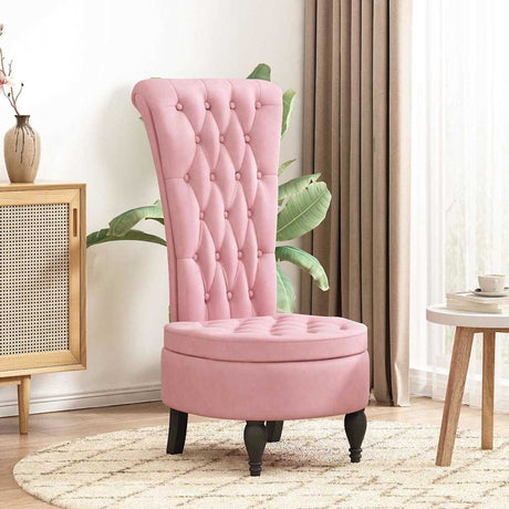Vidaxl hoogrugstoel roze 56,5 x 70 x 110 cm fluweel