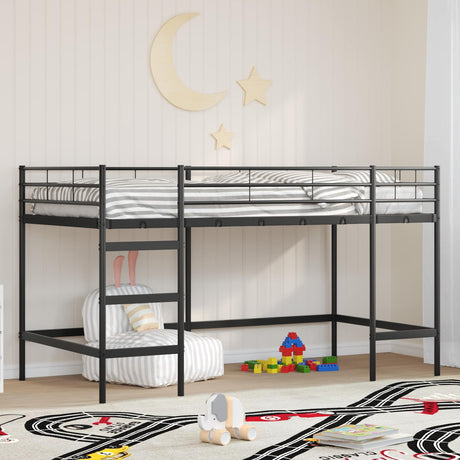Vidaxl loftbed voor kids effen zwart 80 x 200 cm staal