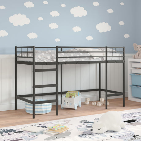 Vidaxl loftbed voor kids zwart 90 x 190 cm staal