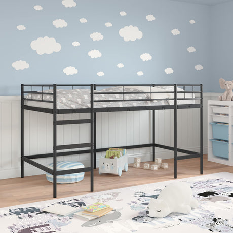 Vidaxl loftbed voor kids effen zwart 90 x 200 cm staal