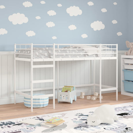 Vidaxl loftbed voor kids effen wit 75 x 190 cm staal
