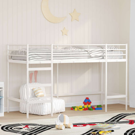 Vidaxl loftbed voor kids effen wit 100 x 190 cm staal