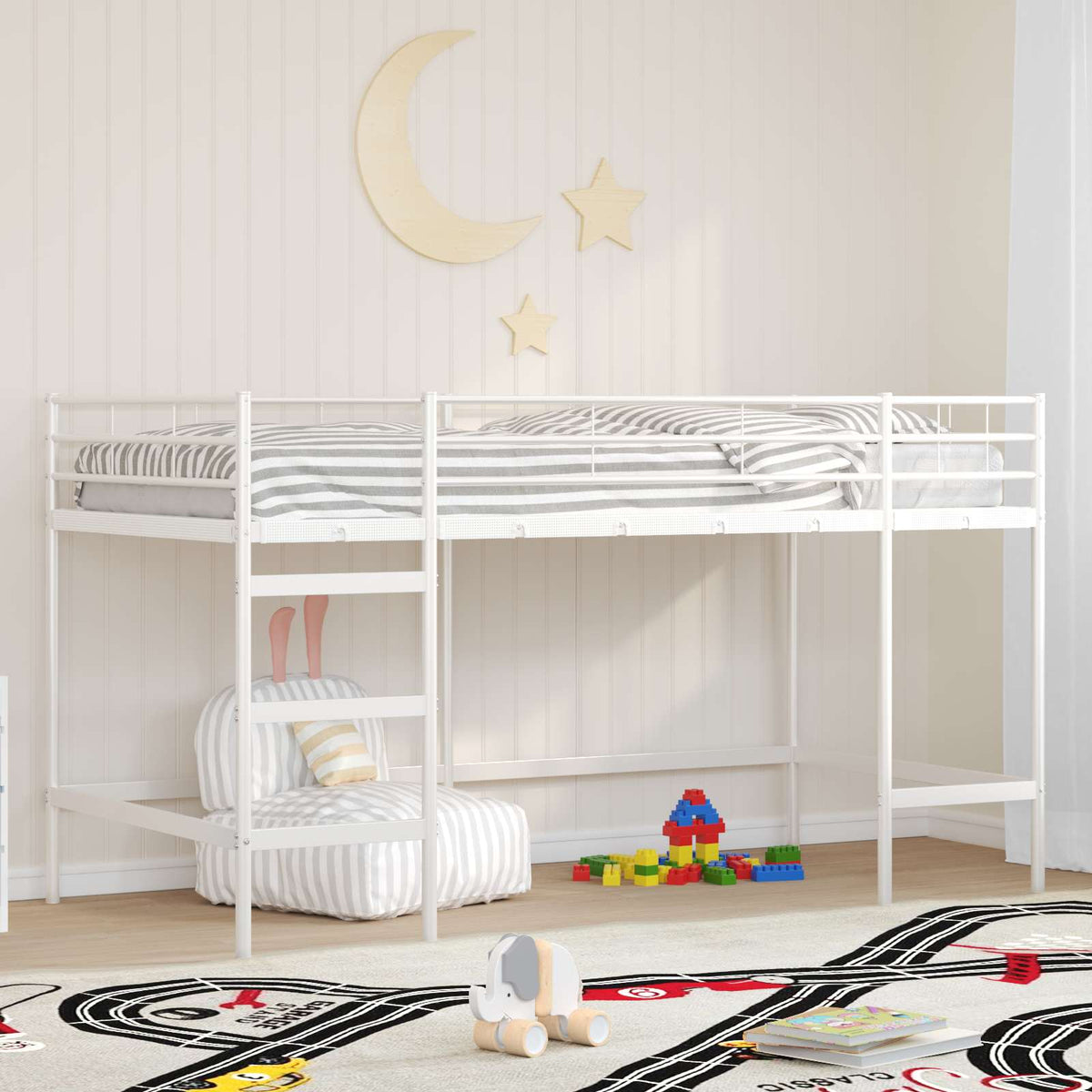 Vidaxl loftbed voor kids effen wit 107 x 203 cm staal