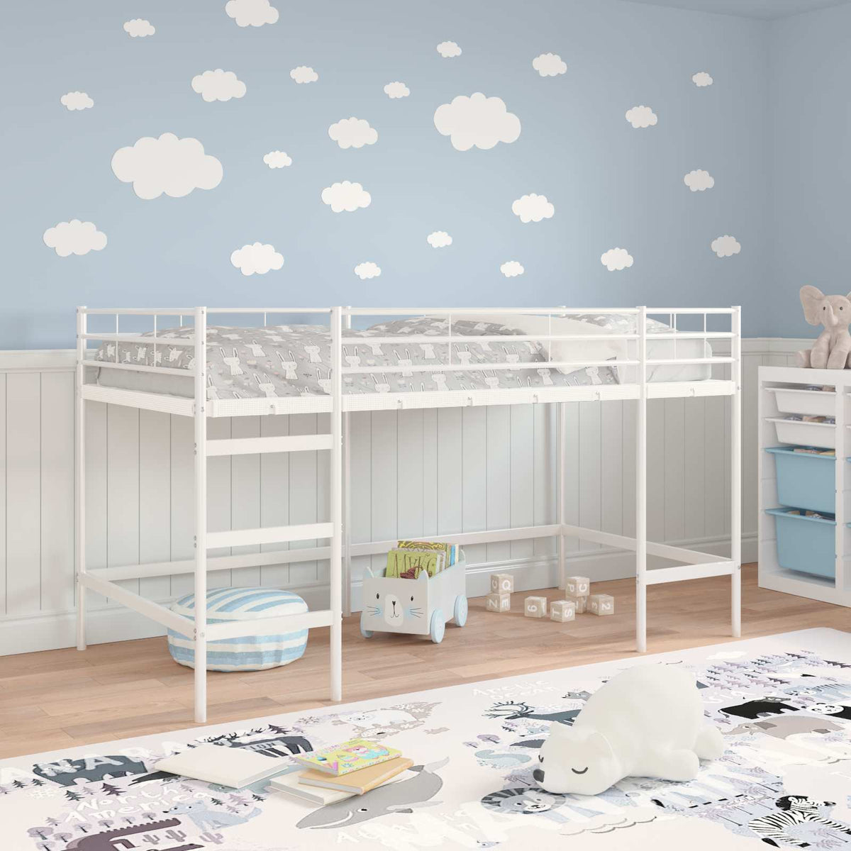 Vidaxl loftbed voor kids effen wit 107 x 203 cm staal