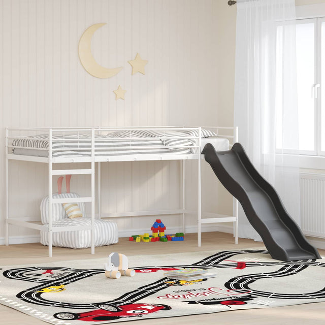 Vidaxl kinder loft bedframe met glijbaan wit en antraciet 80 x 200 cm