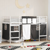 Vidaxl bunkbed voor kinderen met gordijnen wit en zwart 100 x 190 cm