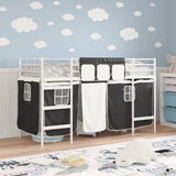 Vidaxl bunkbed voor kinderen met gordijnen wit en zwart 100 x 190 cm