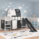 Vidaxl bunkbed voor kinderen met gordijnen wit en zwart 75 x 190 cm