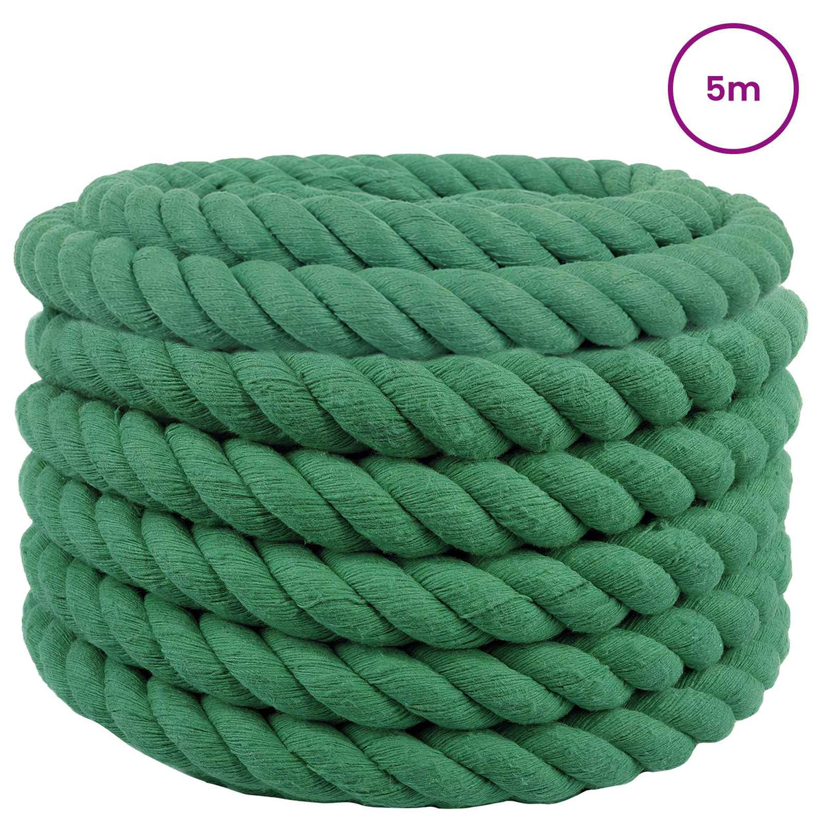 Vidaxl katoenen touw 40 mm 5 m groen 100% katoen