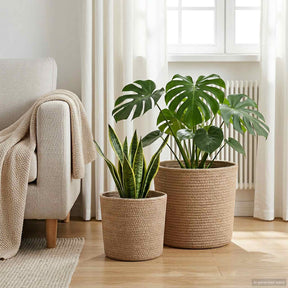Vidaxl plantenpot set 2 st naturel ø 28 x 28 cm 100% tossa jute