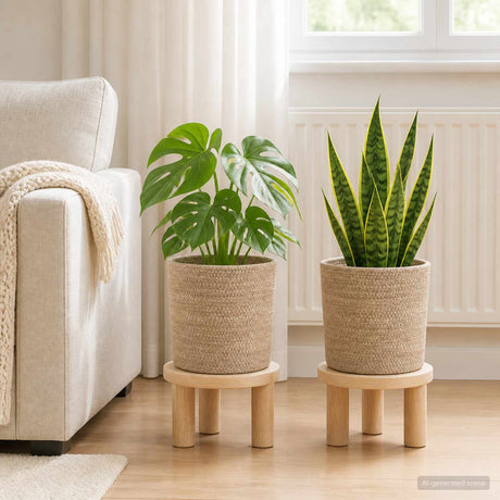 Vidaxl plantenpot set 2 st naturel ø 21 x 21 cm 100% tossa jute