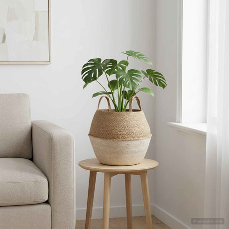 Vidaxl plantenpot met handvatten wit ø 32 x 32 cm 100% zeegras