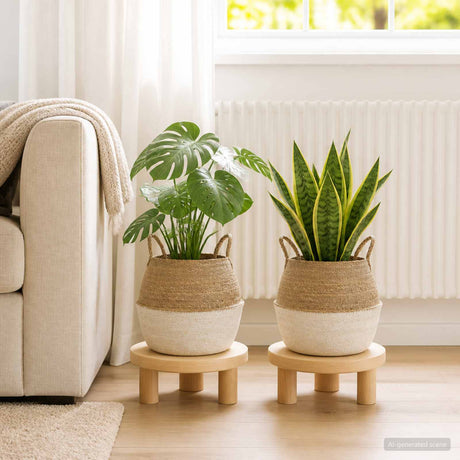 Vidaxl plantenpot met handvatten 2 st wit ø 32 x 32 cm 100% zeegras