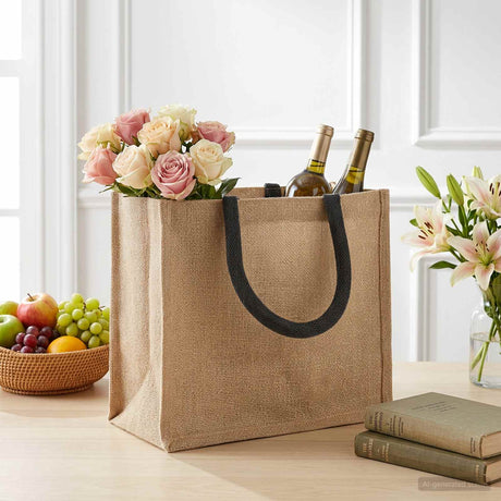 Vidaxl jute handtassen 5 naturel en zwart 26 x 22 x 14 cm